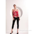 Top de camuflaje floral rojo para mujer